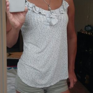 Black speckled white tank top fits like a M