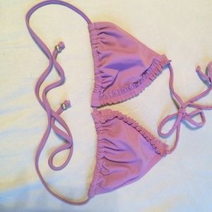 Ruffled purple triangle bikini top