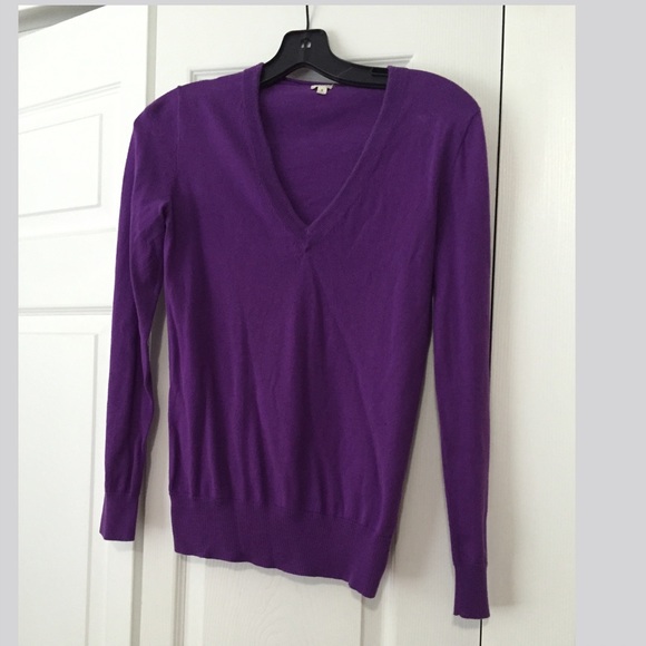 Purple v neck j crew sweater