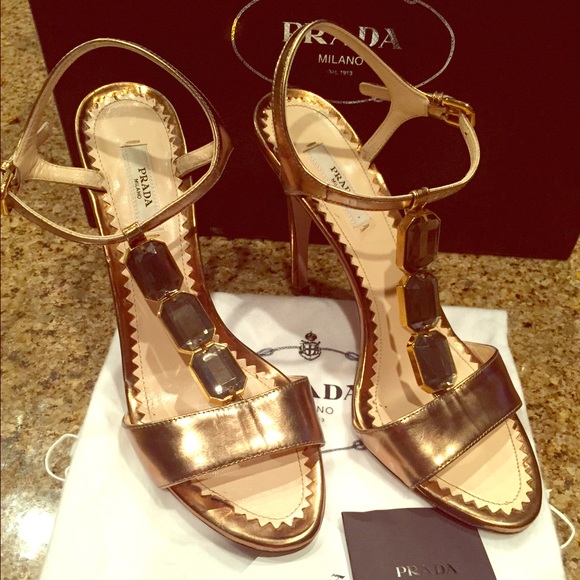 LOWER PRICE Authentic Prada Heels Topaz Stones