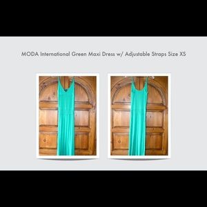 MODA Green Maxi Dress w/ Adjustable Straps Size XS