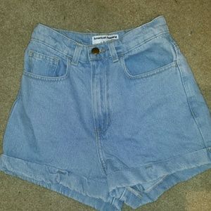 American apparel high rise denim shorts