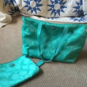 Coach teal medium bag