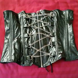 Black vinyl corset with Chain