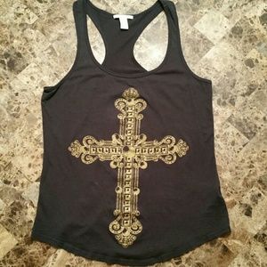 🚫🚫SOLD🚫🚫 Gold cross racer back tank