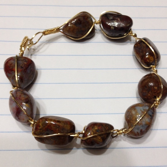 Chunky brecciated Jasper & gold filled bracelet