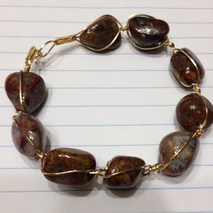 Chunky brecciated Jasper & gold filled bracelet