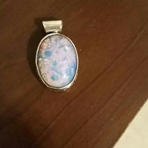 Opal and real sterling silver slide