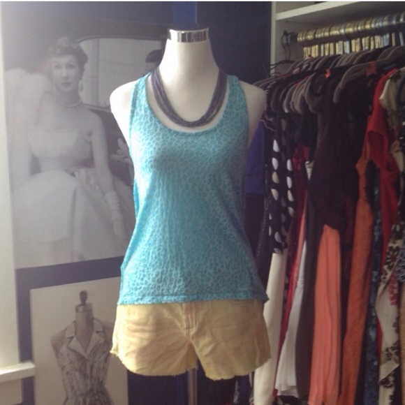 Teal Leopard Print Racer Back Top