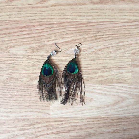 Peacock feathered earrings