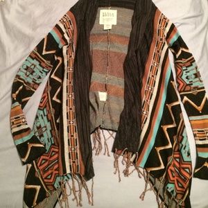Billabong fringed tribal print cardigan