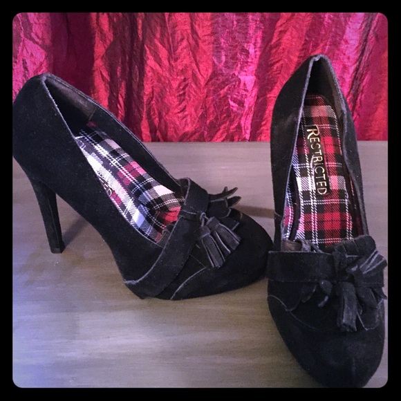 Black Suede platforms Restricted Brand