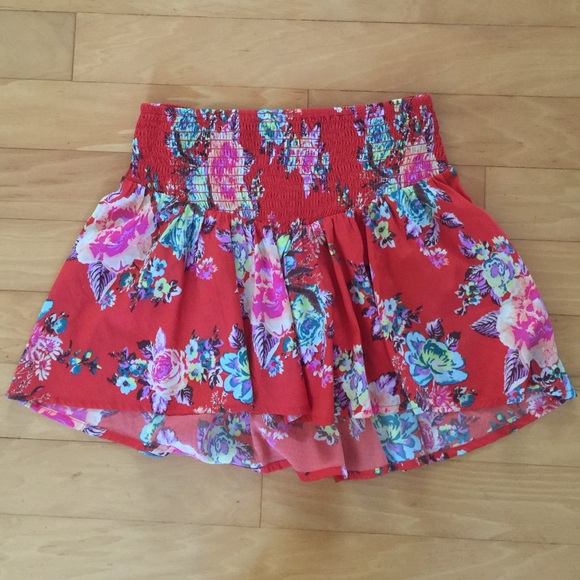 ROXY Red Floral Skirt