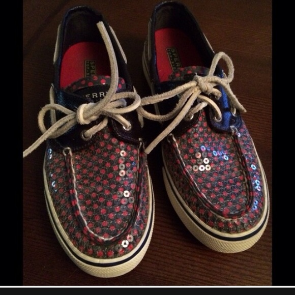 Sperry Bahamas blue and red with sequin