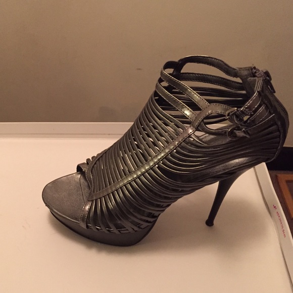 Gray sandals 4 inch heel