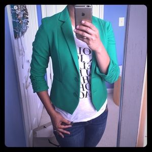 Express Blazer with Ruched Sleeves