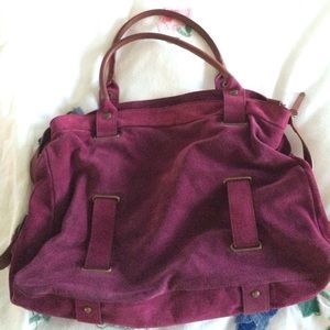 THEORY suede Deep Magenta satchel handbag