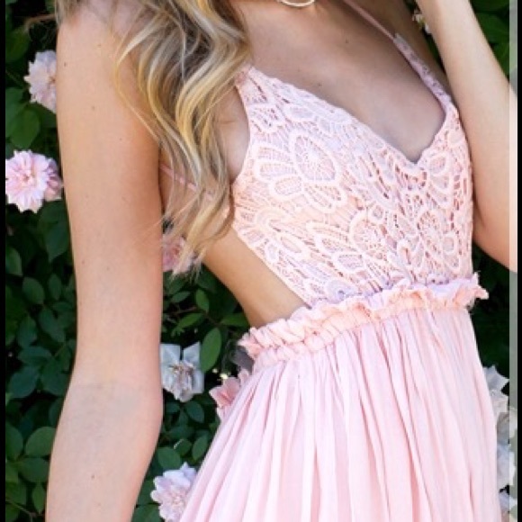 Pink Crochet Maxi Dress