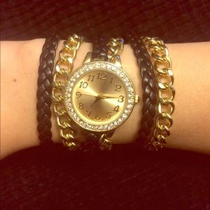 Black And Gold Wrap Watch