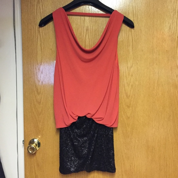 Lush Red and Black Sequin Open Back Dress Size S