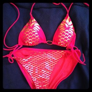 VS pink and gold pineapple bikini