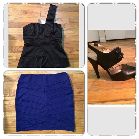 Royal blue mini skirt.