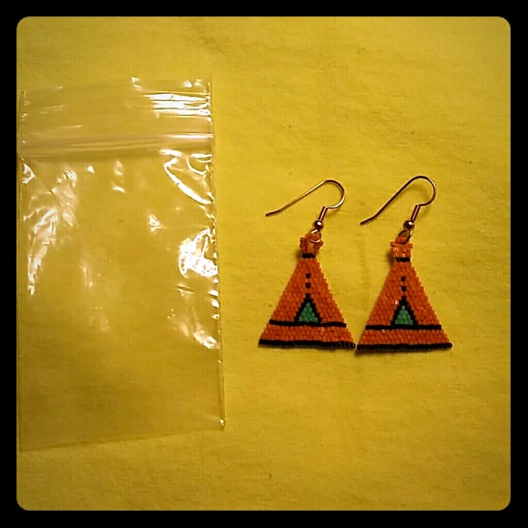 Beaded Teepee Ear Rings