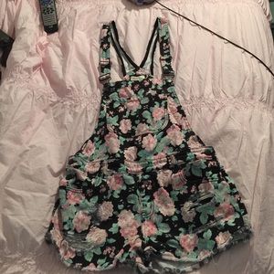 Forever 21 floral overalls
