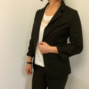 Black Blazer, Ruched 3/4 Sleeve