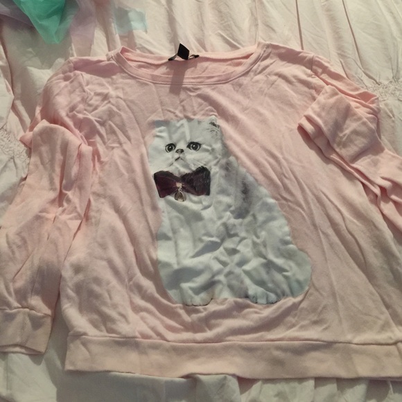 Cute cat sweater pink M