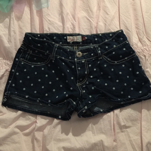 NWOT denim polka dot shorts