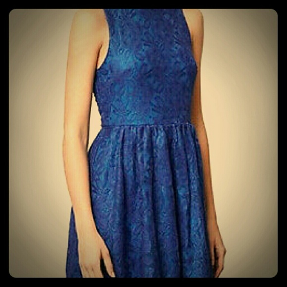 Anthropologie blue lace dress