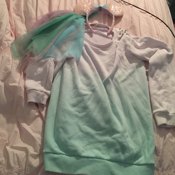 Gradient lavender/grey to blue spiked sweater