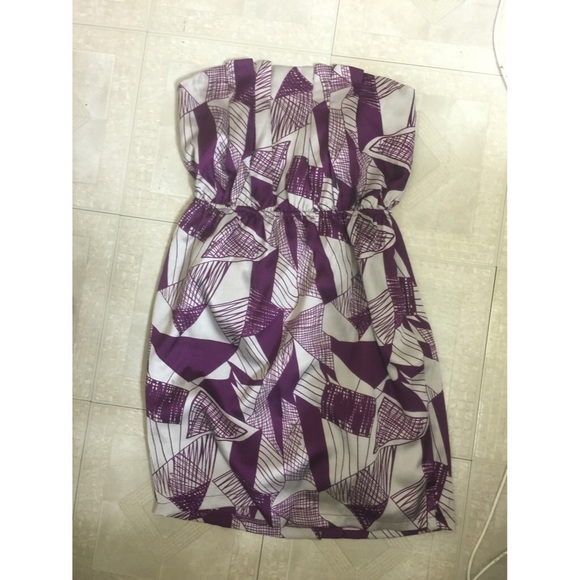 Purple and Pearl White Strapless Dress