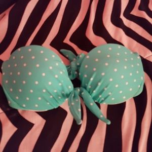 Strapless polkadot pushup bathing suit