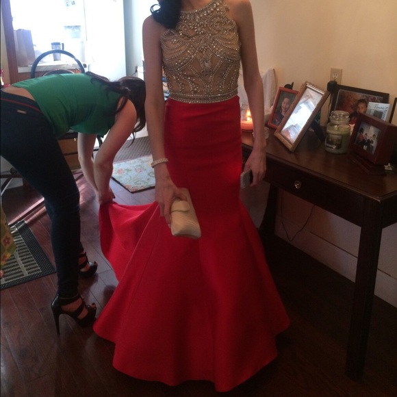 Jovani 2015 red mermaid prom dress - Picture 2 of 4