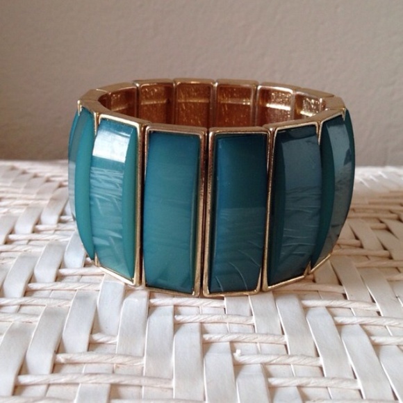 Teal Gold Cuff Bracelet - Picture 2 of 3