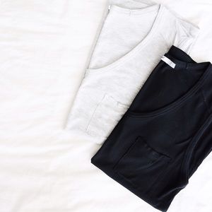 Heather Grey + Black Tee
