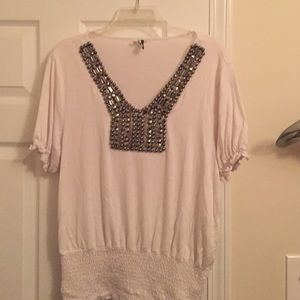 XL/1x white bling vneck