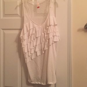 XL white ruffle tank