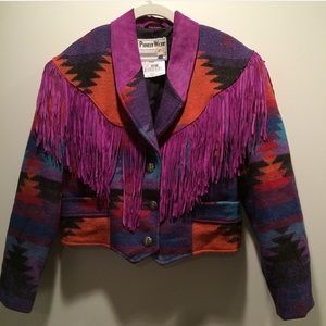 Pioneer wear fringe wool coat