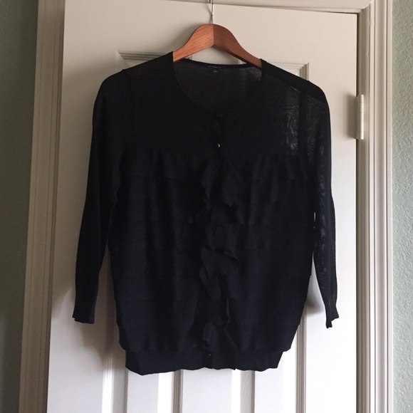 Ann Taylor Black Ruffle Cardigan