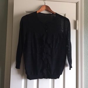 Ann Taylor Black Ruffle Cardigan