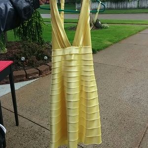 Yellow bcbg cocktail dress