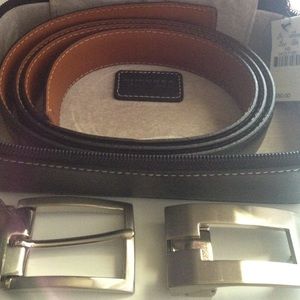 Men's black leather belt