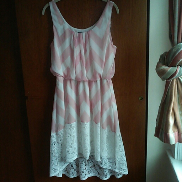 Pink and white high-low dress