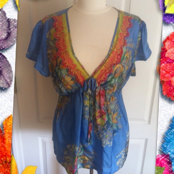 Johnny Was 100% Silk Top