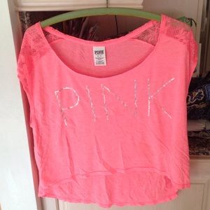 Victoria's Secret Pink shirt with lace sleeves
