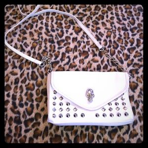 White studded crossbody bag