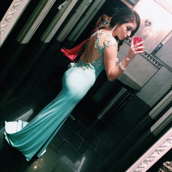 Other - LIGHT BLUE jersey prom dress open back **SIZE 0**